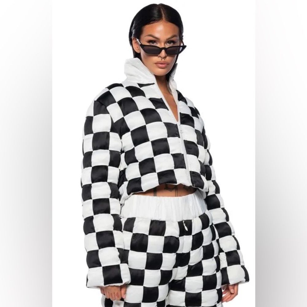 CHECKMATE WOVEN CROP BOMBER & JOGGER - Picture 7 of 11